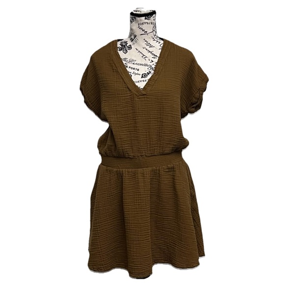 Small Lou & Grey Triple Cloth Mini Dress Gauze Slub Knit Beach Coastal Granola L - Picture 2 of 10